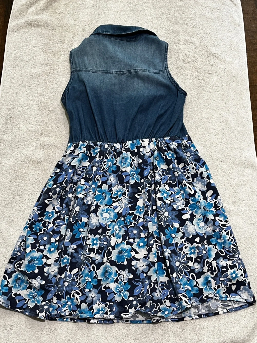Sleeveless Blue Floral Denim-Top Girls Justice Dress